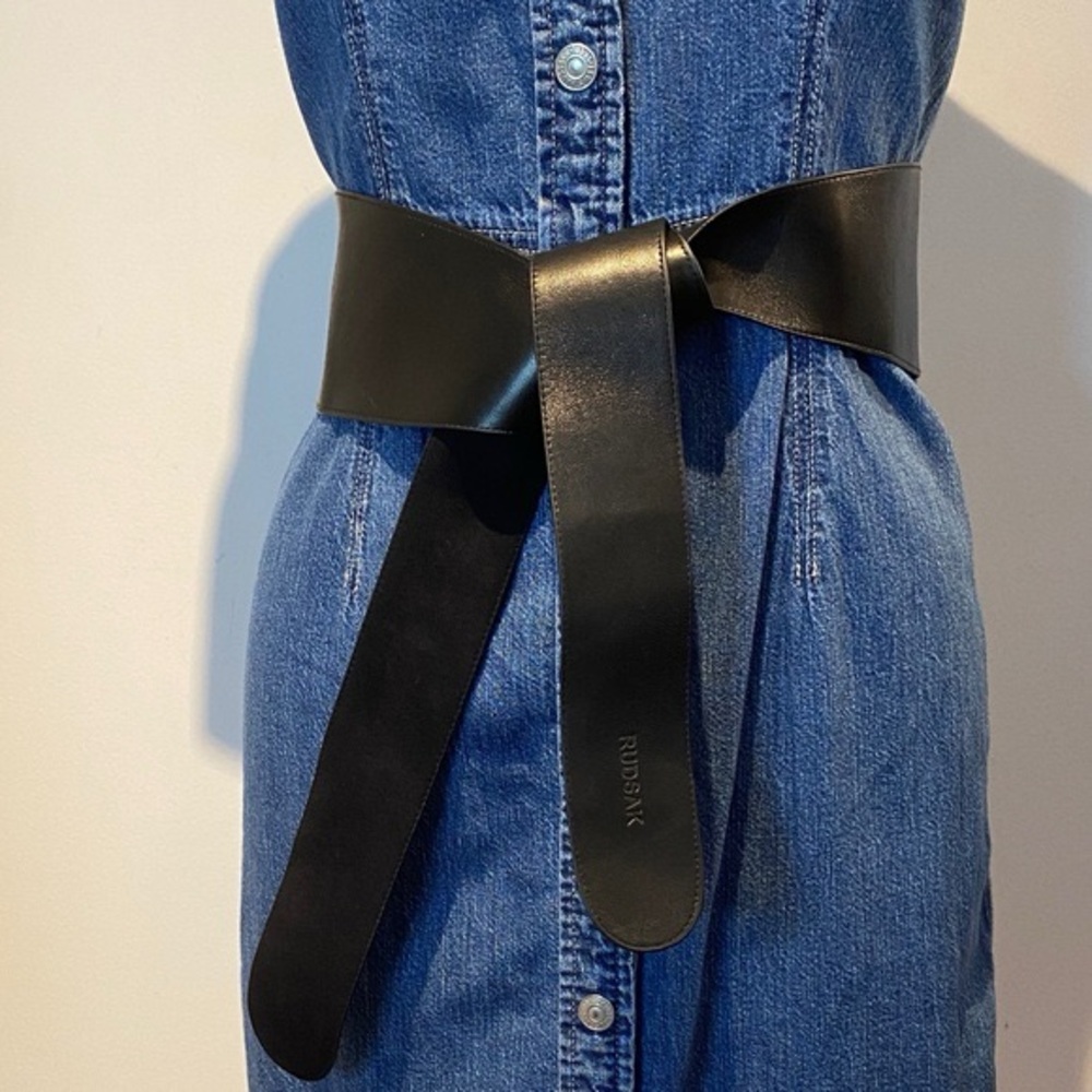 RUDSAK Black Leather Wrap Belt size small